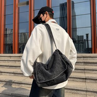 牛仔布包包休闲新款大容量托特斜挎包时尚通勤复古单肩男女同款潮