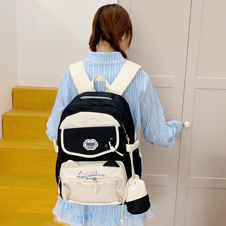 XBREAK初中生可爱猫咪大容量书包高中学生双肩包学院少女痛包背包