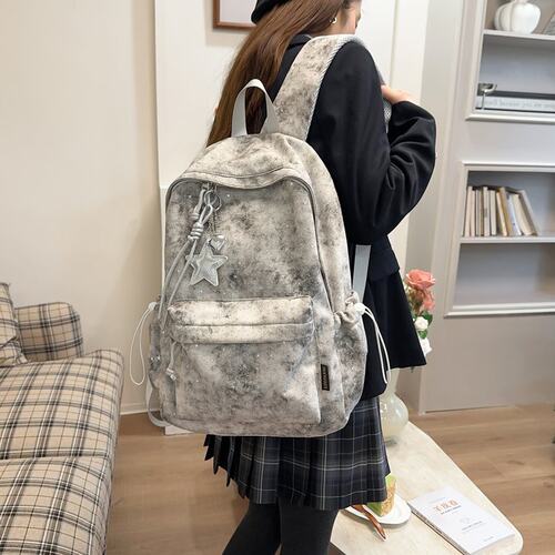 DRYWORLD高颜值扎染书包女学生韩版潮酷双肩包初中高中生个性背包