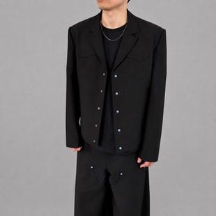 画家made 25FW绿松石纽扣短款西服高级百搭西装夹克春秋季男女款
