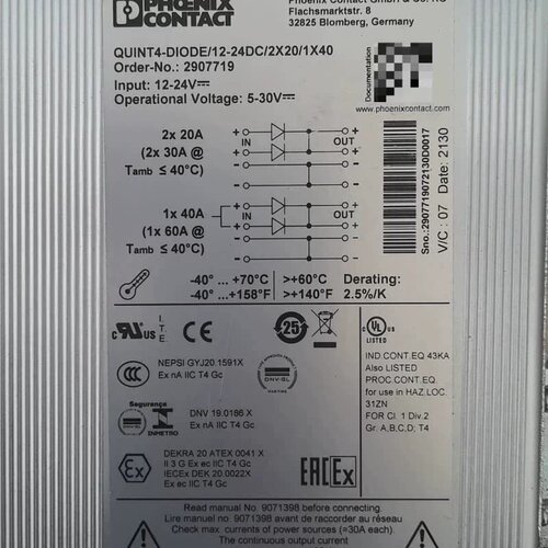 [型号齐全]QUINT4-DIODE/12-24DC/2X20/[议价]