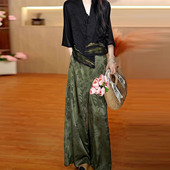 新款 女夏季 时尚 高级洋气减龄T恤 两件套 新中式 阔腿裤 国风休闲套装