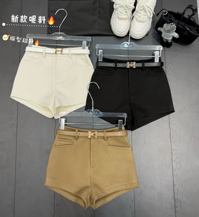 厚冬季新款毛呢短裤女高腰修身韩版网红阔腿a字百搭气质口袋打底