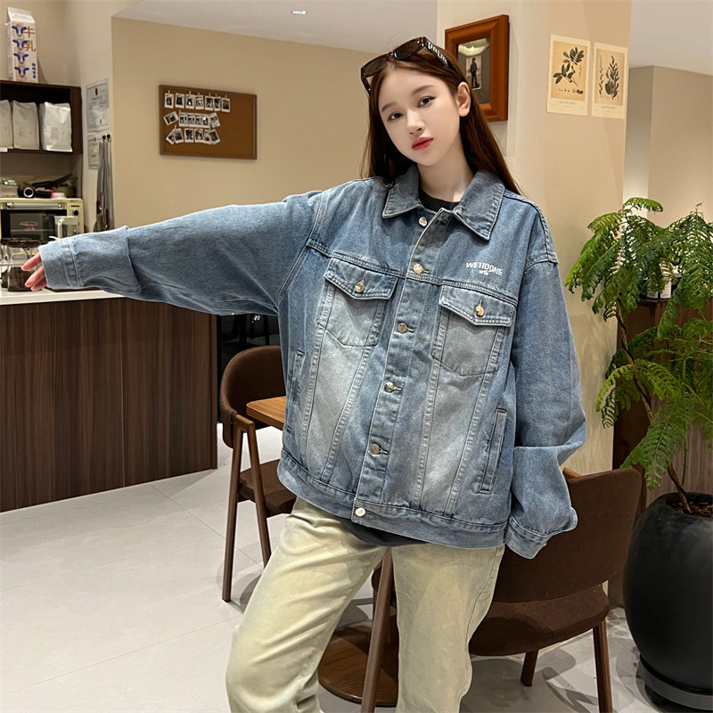 秋冬新款牛仔外套女宽松美式韩版名媛网红同款水洗纽扣开衫长袖