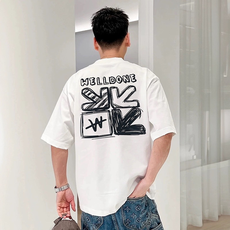 纯棉男女同款T恤夏季新款网红韩版美式潮牌宽松短袖圆领字母印花