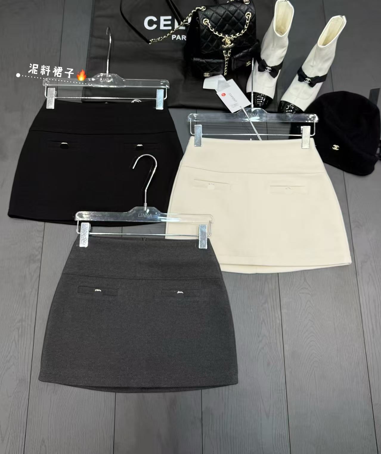 毛呢冬季新款短裙女高腰韩版网红a字修身显瘦半身裙防走光口袋潮