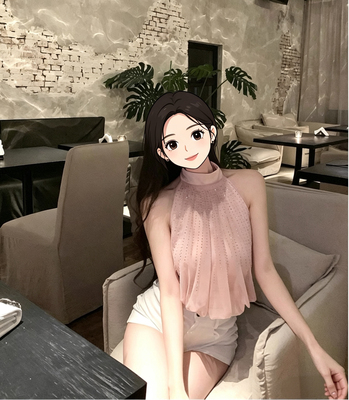 夏季新款吊带背心女修身气质纱网镶钻波浪褶皱上衣露肩轻奢潮牌