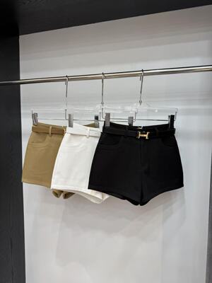 Linnayu夏季新款短裤女高腰韩版网红阔腿a字双层口袋西装热裤潮牌
