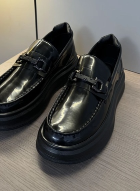 2825男士乐福鞋皮鞋舒适时尚百搭黑色四季夏季休闲商务增高鞋厚底