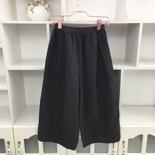 高腰深灰色毛呢裤直筒裤阔腿裤8分裤子宽松休闲宽松显瘦通勤简约