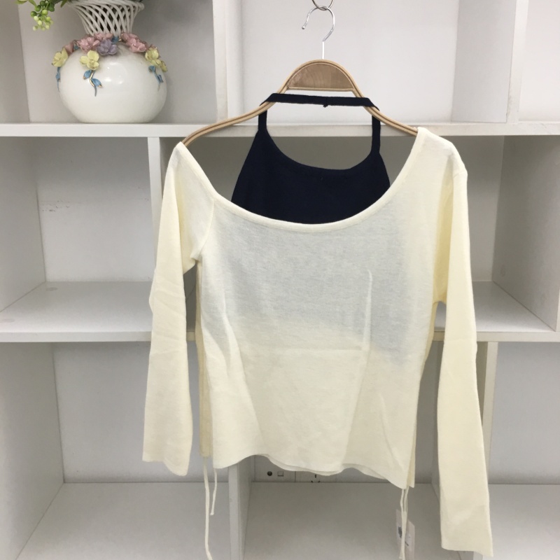 两件拼接撞色针织衫毛衣上衣女