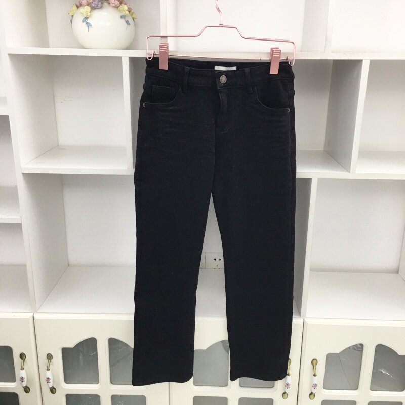 黑色加绒加厚牛仔裤直筒裤哈伦裤