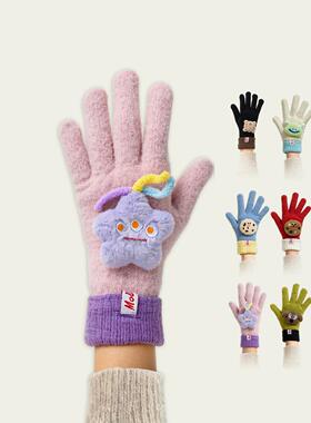新疆包邮SIMP冬新款触屏保暖手套针织女学生可爱加厚防寒分指韩版