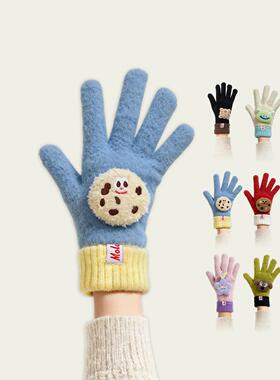 新疆包邮SIMP针织手套女学生新款触屏保暖可爱加厚防寒分指韩版毛