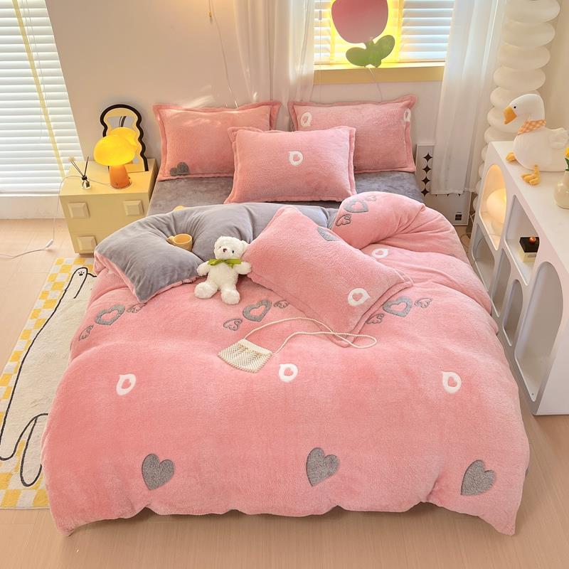 新疆包邮双面珊瑚绒四件套1.8米2床雪花绒牛奶绒被套加厚冬季保暖