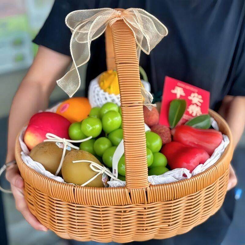 新疆包邮彷藤编织收纳篮提篮水果篮送礼户外手提篮采摘花篮鸡蛋礼,收纳整理,购物篮,淘宝优惠券,粉丝福利购,淘宝优惠卷