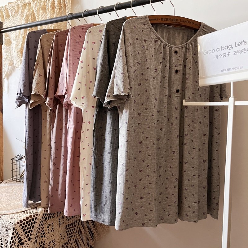 外贸大码女生胖妹螺纹纯棉睡衣韩系简约花朵宽松家居服130-220斤,女士内衣/男士内衣/家居服,睡衣上装,淘宝优惠券,粉丝福利购,淘宝优惠卷