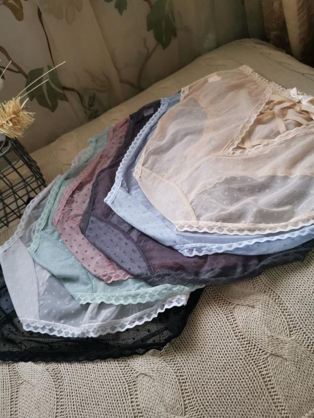 网纱交叉带糖果色特大码三角