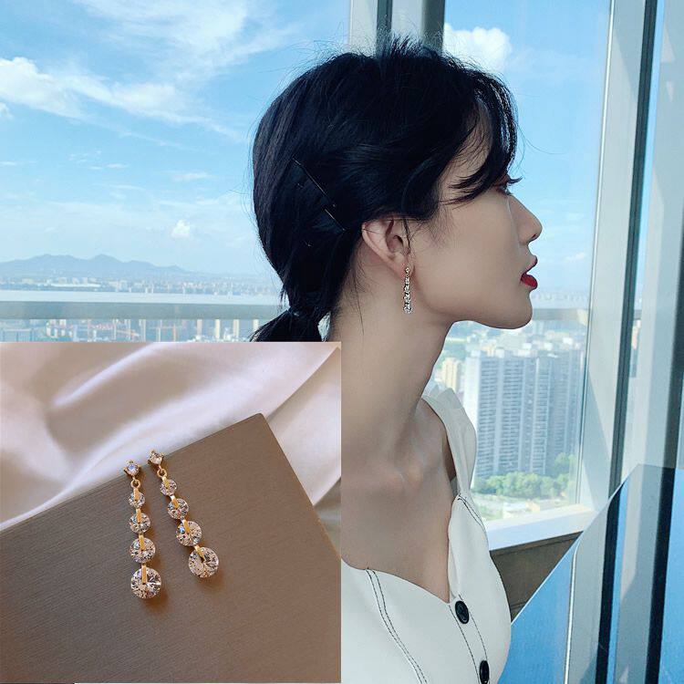 S925银针耳环女新款潮耳饰耳钉时尚个性网红气质长款流苏耳坠
