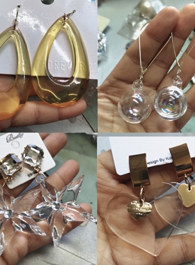 晶莹剔透金属简约耳钉