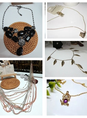 全新镶嵌甜美风蓝色水钻项链现货