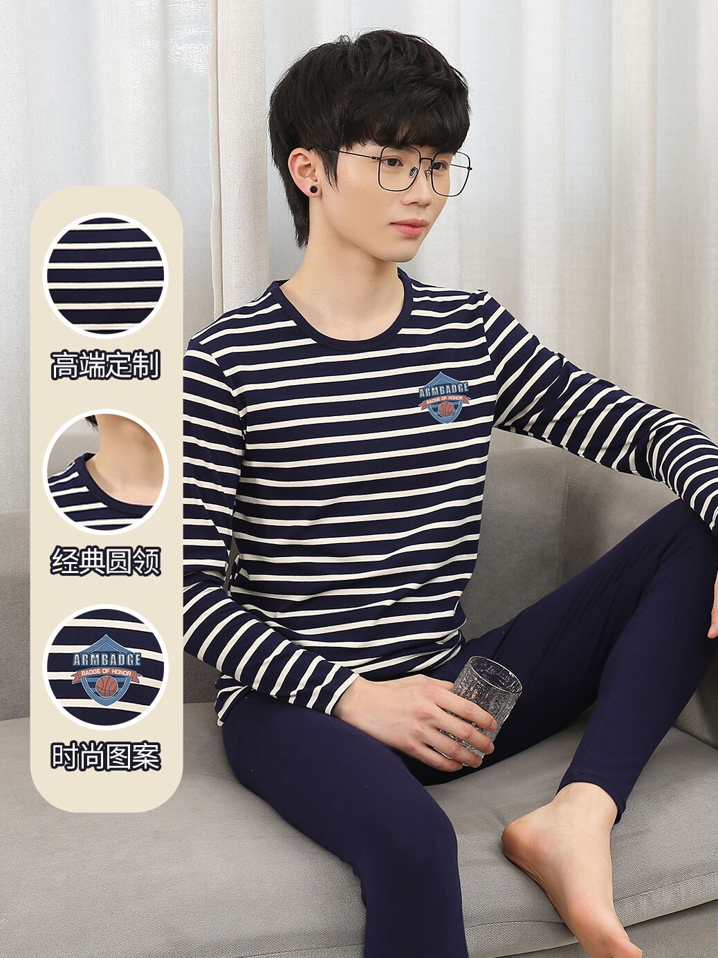 AUTUMN AND WINTER CLOTHES WARM COTTON PAJAMAS AUTUMN CLOTHES AUTUMN PANTS MENS SUITS TEEN STUDENTS COTTON UNDERWEAR COTTON SWEATERS