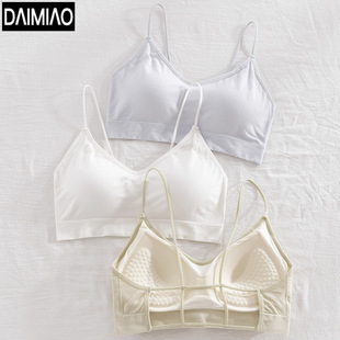 春新款美背内衣女士小胸聚拢文胸无钢圈一体固定加厚杯细肩带胸罩