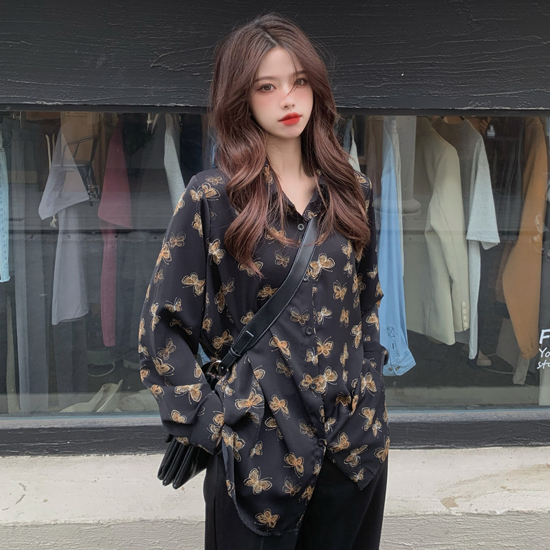 Real shot real price western style Korean floral shirt long sleeve sunscreen