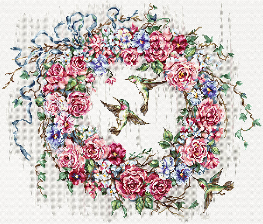 LETI 990 蜂鸟花环 十字绣 saga格式XSD重绘源文件电子图纸