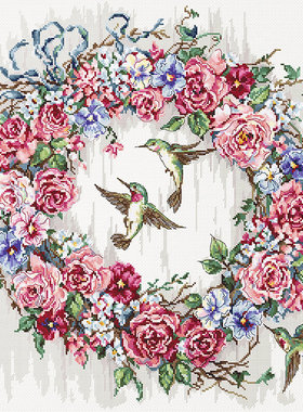 LETI 990 蜂鸟花环 十字绣 saga格式XSD重绘源文件电子图纸