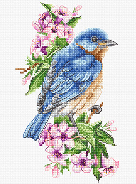 Luca-S B1198 枝头蓝鸟 十字绣 saga格式XSD重绘源文件电子图纸
