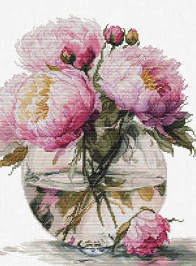 Luca-S B7028 牡丹花瓶 十字绣 saga格式XSD重绘源文件电子图纸