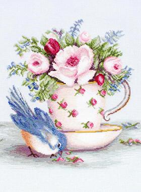 Luca-S B2324 花鸟茶杯 十字绣 saga格式XSD重绘源文件电子图纸