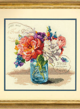 Dim70-35334花束玻璃瓶花 十字绣 saga格式XSD重绘源文件电子图纸