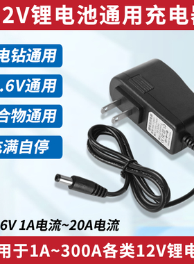 12V锂电池充电器充电钻手枪钻手电钻智能充电线12.6V1A2A5A6A10A