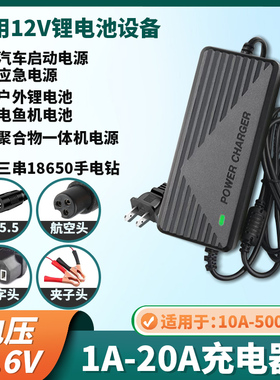 带风扇12.6V5A8A10A锂电池All充电器12V电瓶机60A聚合物40A80A