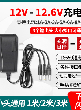 12V锂电池充电器12.6V1A2A6A10A移动电源动力按摩器手电钻充电器