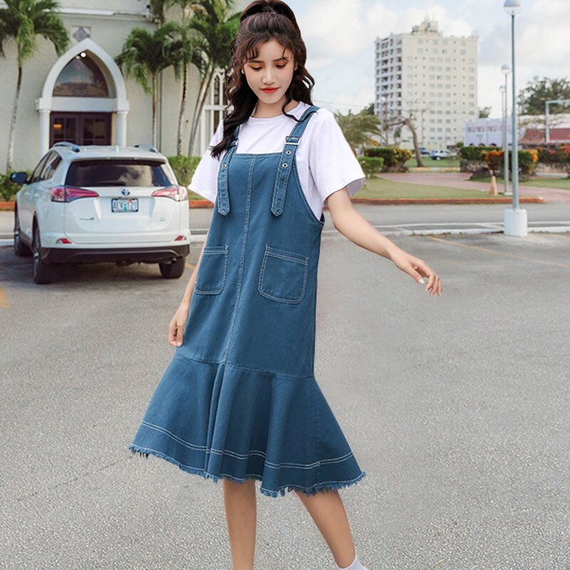 很仙的小众连衣裙女夏小个子牛仔背带裙学生小清新韩版鱼尾裙在类目 女装/女士精品, 连衣裙中 - 来自Buy2taobao.com提供专业的淘宝代购服务