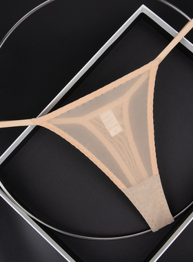 110-210斤胖MM一字带性感网纱透视内裤低腰T裤细带薄款丁字裤