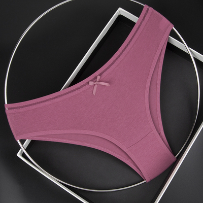 80-160斤女低腰三角裤棉质l镂空腰带拼接舒适内裤纯色蝴蝶结内裤