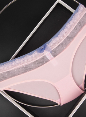 法式轻奢缎面拼接蕾丝花边舒适性感低腰女士三角裤女内裤