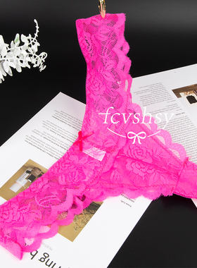 蝴蝶结装饰蕾丝丁字裤女性感内裤情趣诱惑女士纯棉裆三角裤头