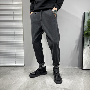 冬季 男士 青年流行简约百搭修身 小脚裤 日系复古毛呢时尚 长裤 休闲裤