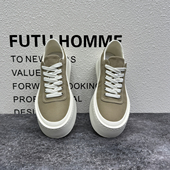 浮徒轻奢简约复古帆布平底板鞋 百搭系带软底厚底休闲鞋 男鞋 春夏季