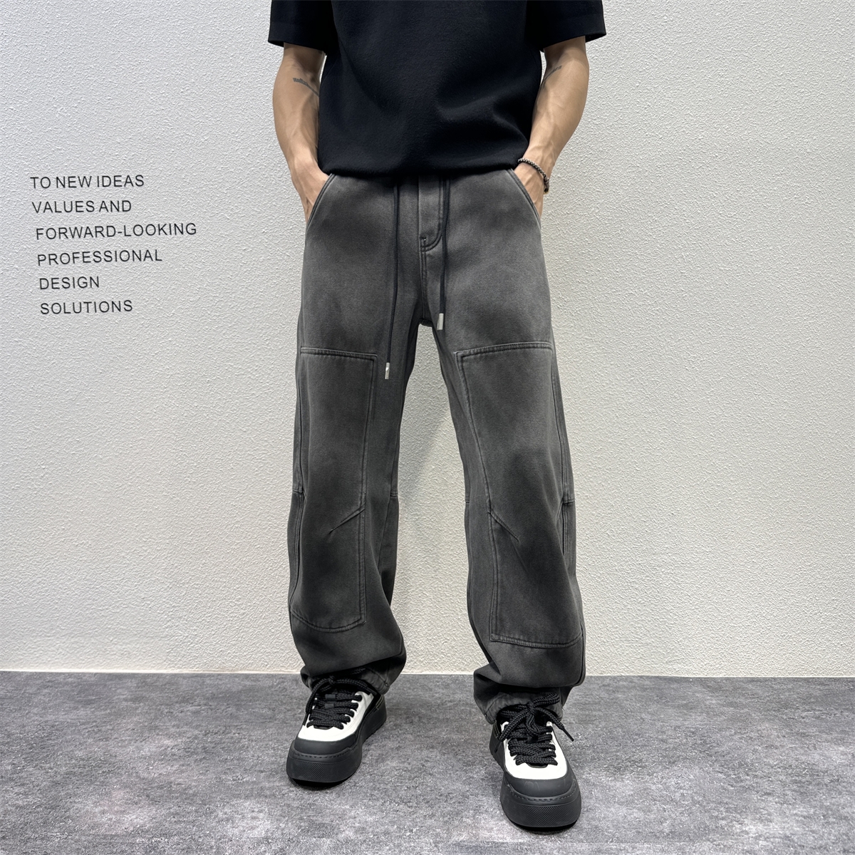 JIDERE美式复古水洗牛仔裤