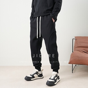 立体剪裁宽松小脚裤 JIDERE简约百搭束脚裤 新款 男春季 休闲运动卫裤