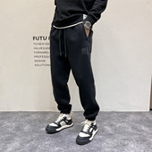 JIDERE水洗质感束脚休闲运动卫裤 男秋冬加绒宽松百搭潮哈伦小脚裤