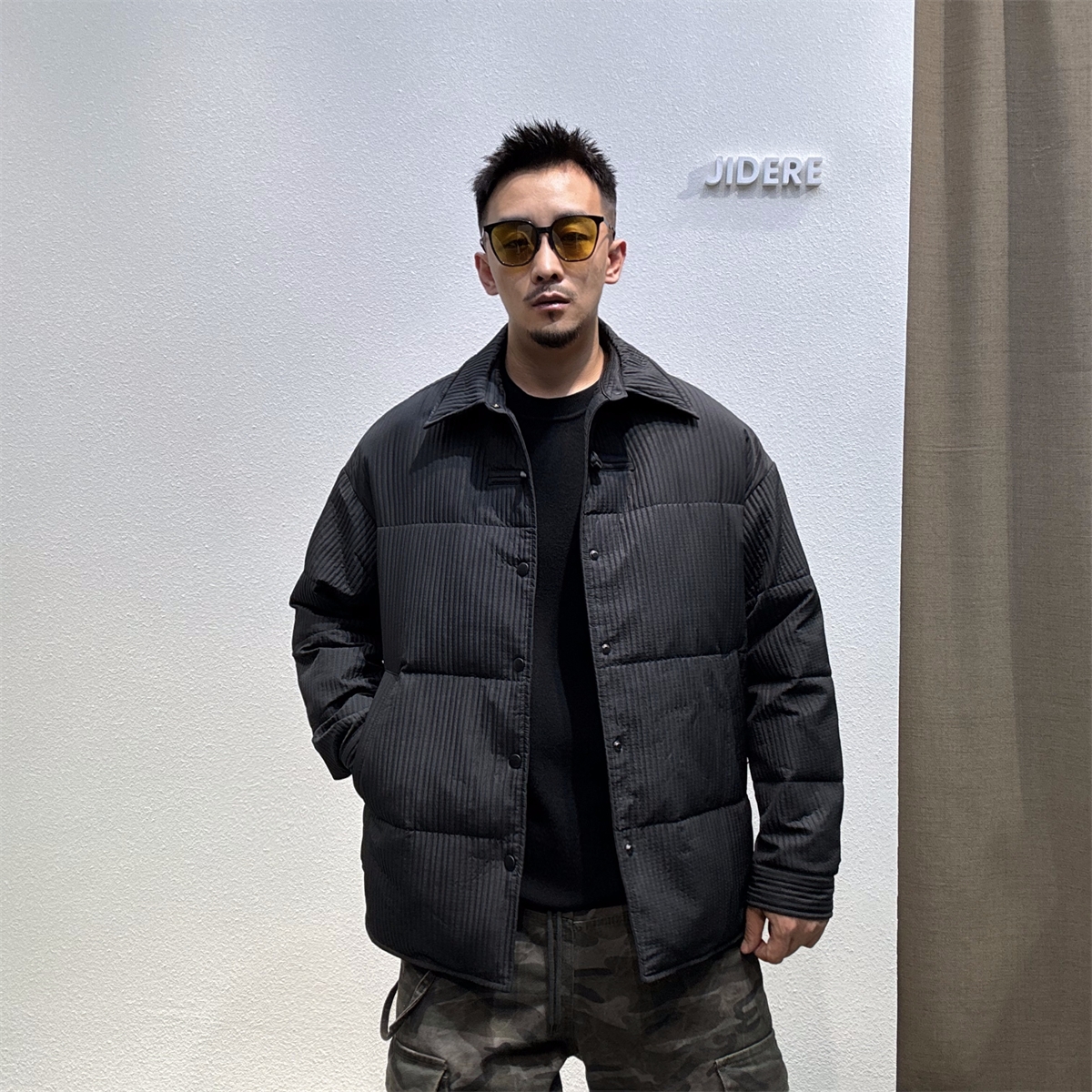 高级肌理感羽绒服翻领新中式国潮