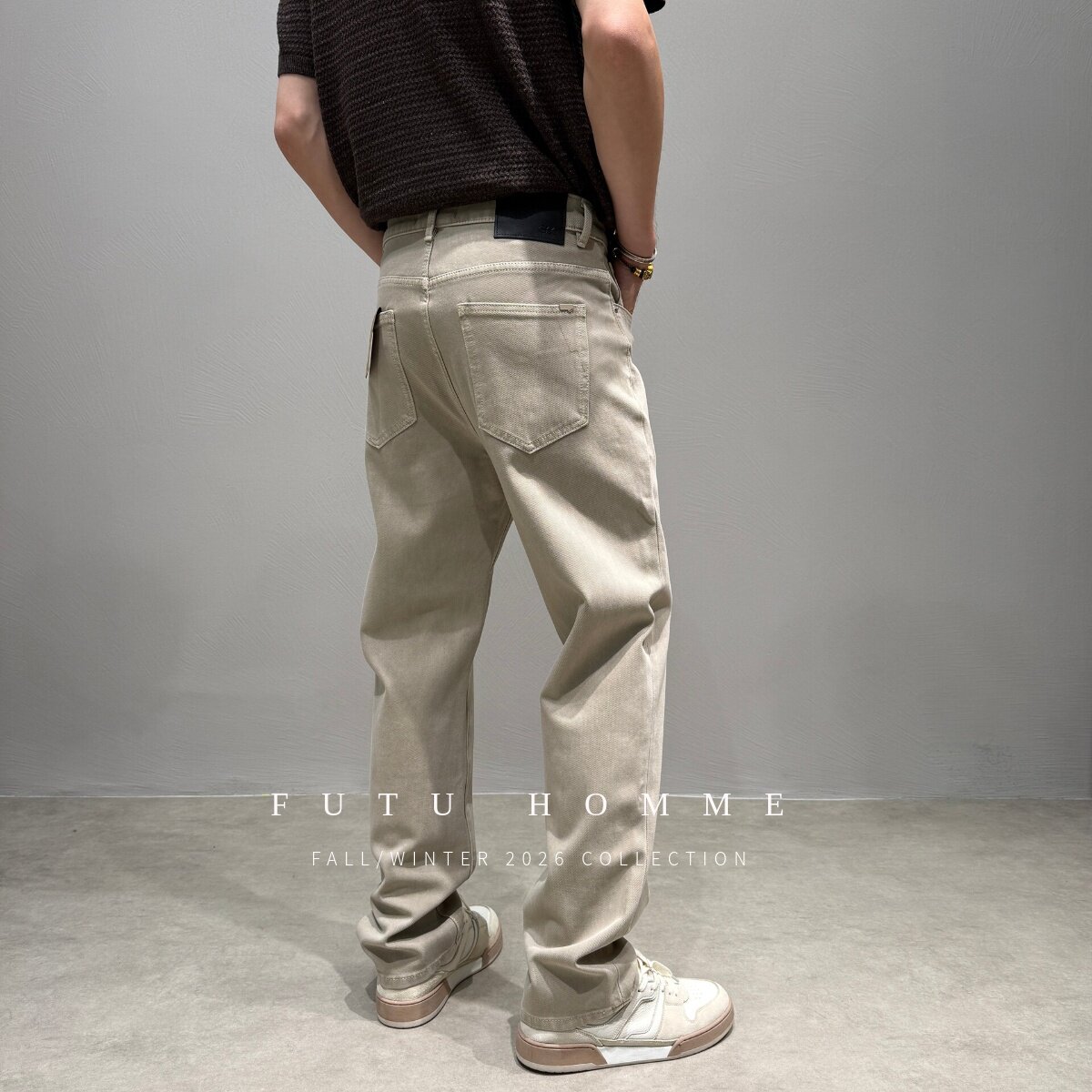 四面弹力合身小直筒牛仔裤子男士轻熟通勤雾感酵素水洗莱卡棉长裤