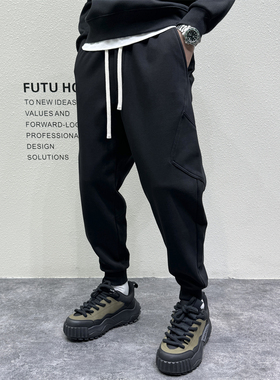 原创日系复古束脚休闲运动卫裤男秋冬新品宽松立体剪裁流行哈伦裤